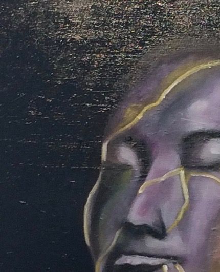 hit by the flash, Oil  Size 45x55 cm It came like a bolt from the light blue sky, than it occurred to me that often we experience that both joy and sorrow arise from nowhere